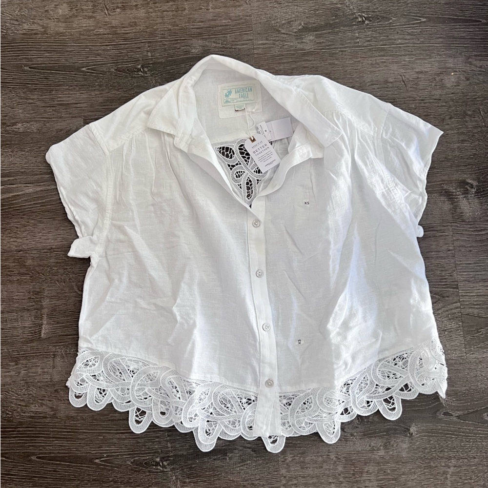 NWT American eagle white lace blouse